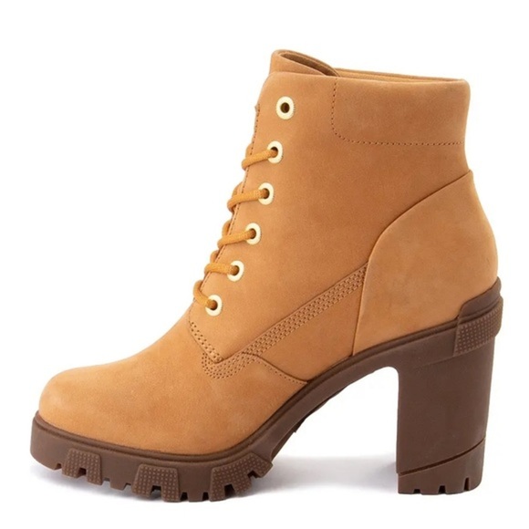 Timberland Womens Lana Point Lace Up tan lug sole heeled Boots size 10 new - Picture 2 of 5